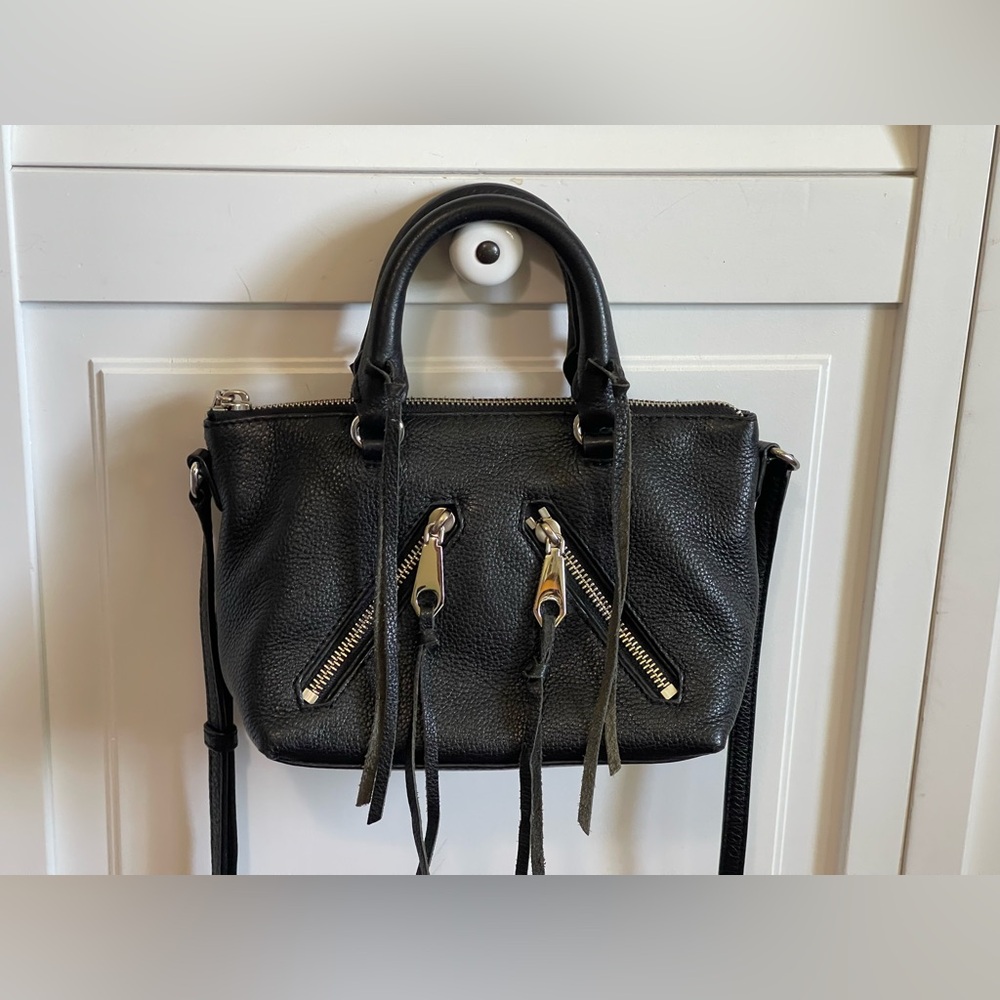 Rebecca Minkoff Micro Moto leather fringe Crossbody black A+ condition - Picture 5 of 11